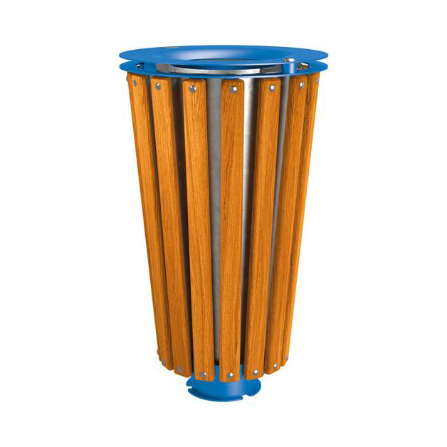 Procity Lofoten Litter Bin 80L (Light Oak Stained Hardwood / With Internal Galvanised Bucket / Gentian Blue RAL 5010)