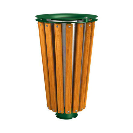 Procity Lofoten Litter Bin 80L (Light Oak Stained Hardwood / With Internal Galvanised Bucket / Moss Green RAL 6005)