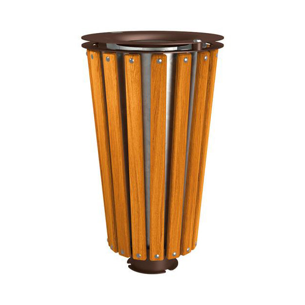 Procity Lofoten Litter Bin 80L (Light Oak Stained Hardwood / With Internal Galvanised Bucket / Chocolate Brown RAL 8017)