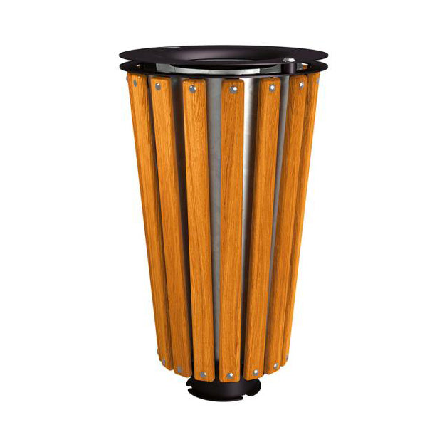 Procity Lofoten Litter Bin 80L (Light Oak Stained Hardwood / With Internal Galvanised Bucket / Jet Black RAL 9005)