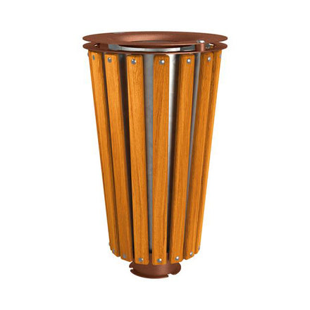 Procity Lofoten Litter Bin 80L (Light Oak Stained Hardwood / With Internal Galvanised Bucket / Corten Effect)