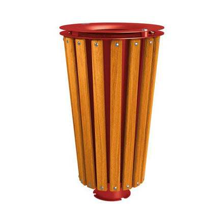 Procity Lofoten Litter Bin 80L (Light Oak Stained Hardwood / With Internal Painted Galvanised Bucket / Maroon RAL 3004)