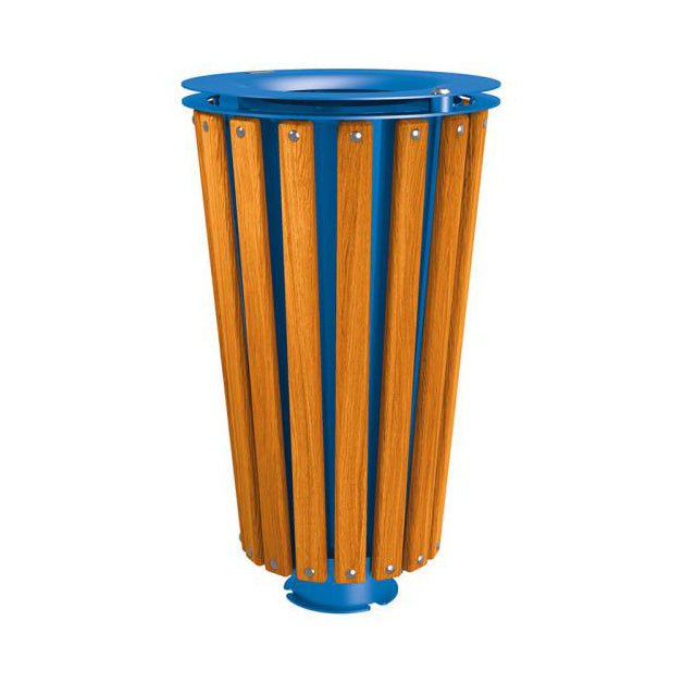 Procity Lofoten Litter Bin 80L (Light Oak Stained Hardwood / With Internal Painted Galvanised Bucket / Gentian Blue RAL 5010)