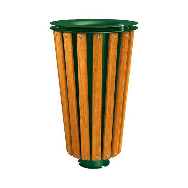 Procity Lofoten Litter Bin 80L (Light Oak Stained Hardwood / With Internal Painted Galvanised Bucket / Moss Green RAL 6005)