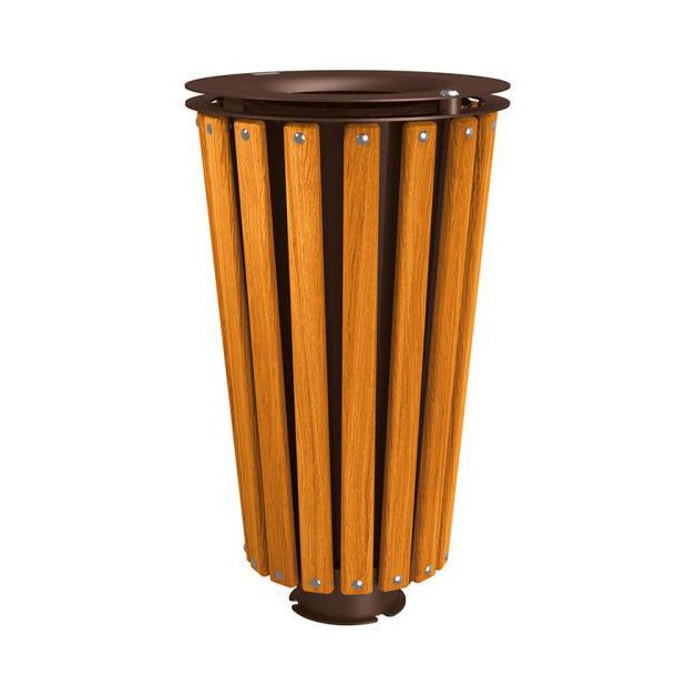 Procity Lofoten Litter Bin 80L (Light Oak Stained Hardwood / With Internal Painted Galvanised Bucket / Chocolate Brown RAL 8017)