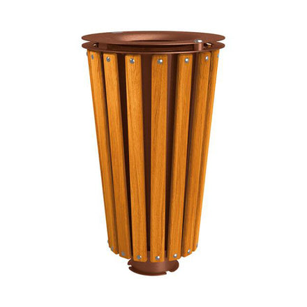 Procity Lofoten Litter Bin 80L (Light Oak Stained Hardwood / With Internal Painted Galvanised Bucket / Corten Effect)