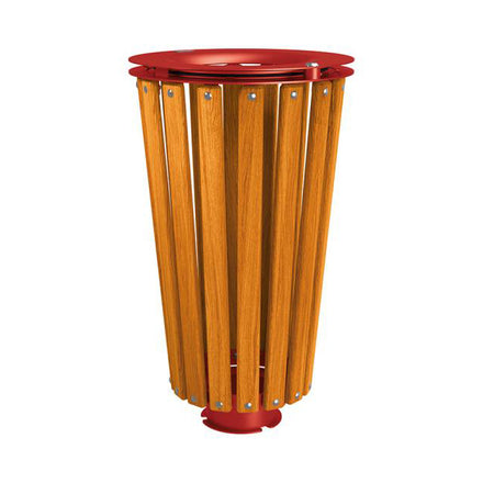 Procity Lofoten Litter Bin 80L (Light Oak Stained Hardwood / Without Internal Bucket / Maroon RAL 3004)