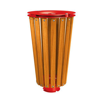 Procity Lofoten Litter Bin 80L (Light Oak Stained Hardwood / Without Internal Bucket / Traffic Red RAL 3020)