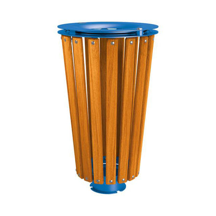 Procity Lofoten Litter Bin 80L (Light Oak Stained Hardwood / Without Internal Bucket / Gentian Blue RAL 5010)