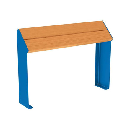 Procity Kube Perch Bench 1.2m (Light Oak Stained Hardwood Slats / Gentian Blue RAL 5010)