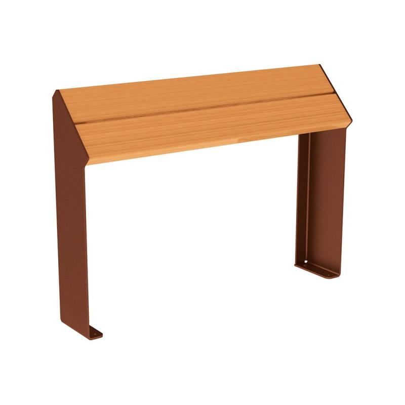 Procity Kube Perch Bench 1.2m (Light Oak Stained Hardwood Slats / Corten Effect)