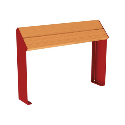 Procity Kube Perch Bench 1.2m (Light Oak Stained Hardwood Slats / Maroon RAL 3004)