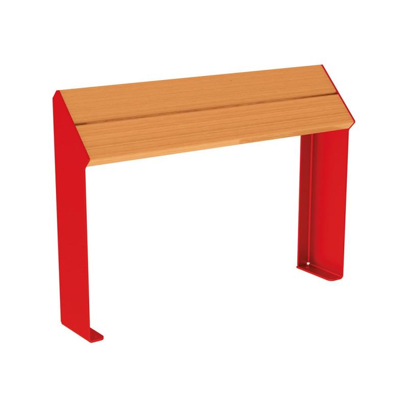 Procity Kube Perch Bench 1.2m (Light Oak Stained Hardwood Slats / Traffic Red RAL 3020)