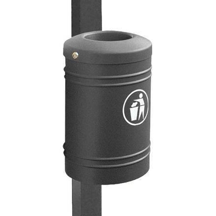 Procity Litter Bin for Walls and Posts 40L (76mm Diameter Post / Galvanised & Powder Coated Procity Grey)