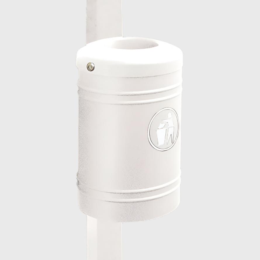 Procity Litter Bin for Walls and Posts 40L (76mm Diameter Post / Galvanised & Powder Coated Pure White RAL 9010)