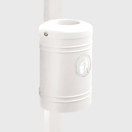 Procity Litter Bin for Walls and Posts 40L (80mm x 80mm Square Post / Galvanised & Powder Coated Pure White RAL 9010)