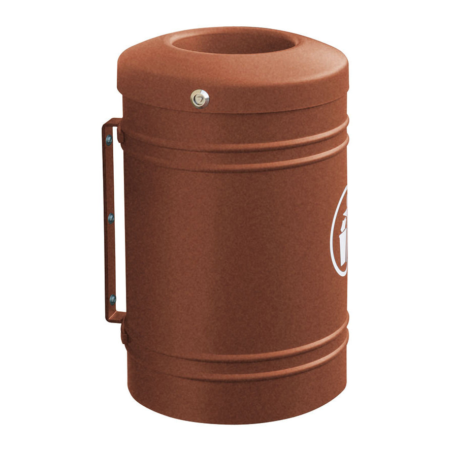 Procity Litter Bin for Walls and Posts 40L (Wall Mounted / Galvanised & Powder Coated Corten Effect)