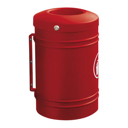 Procity Litter Bin for Walls and Posts 40L (Wall Mounted / Galvanised & Powder Coated Maroon RAL 3004)