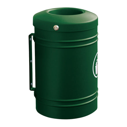 Procity Litter Bin for Walls and Posts 40L (Wall Mounted / Galvanised & Powder Coated Moss Green RAL 6005)