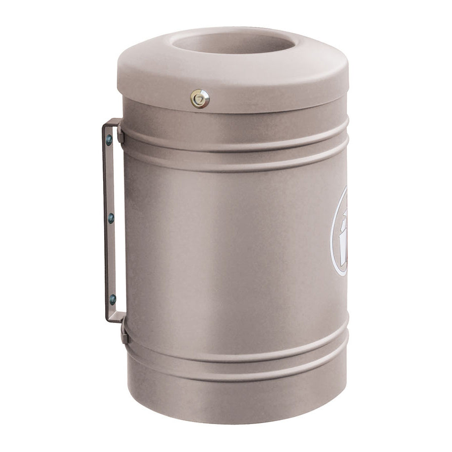 Procity Litter Bin for Walls and Posts 40L (Wall Mounted / Galvanised & Powder Coated Silk Grey RAL 7044)