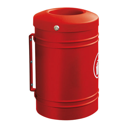 Procity Litter Bin for Walls and Posts 40L (Wall Mounted / Galvanised & Powder Coated Traffic Red RAL 3020)