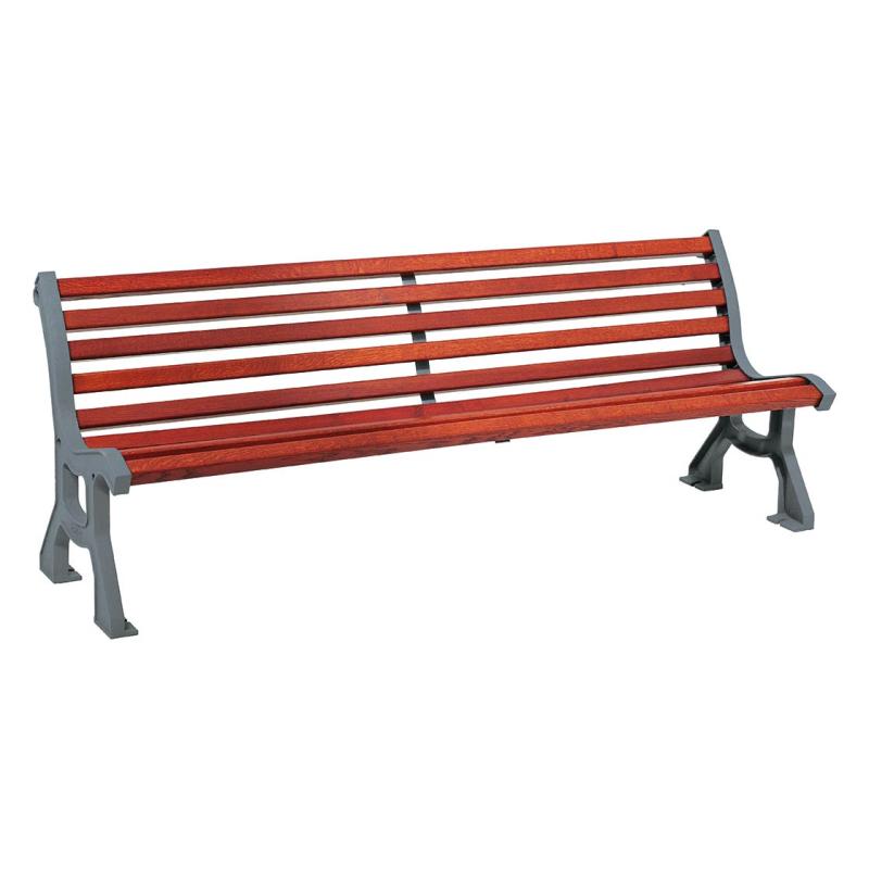 Procity Lublin Seat Bench 2m (Metallic Grey / Mahogany Stained Hardwood Slats)