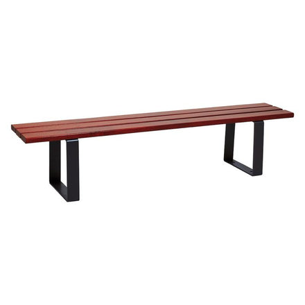 Procity Riga Backless Bench (1.8m / Mahogany Stained Softwood Slats / Jet Black RAL 9005)