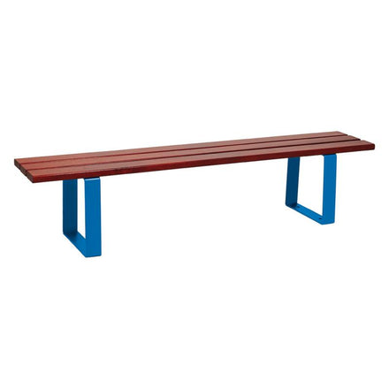 Procity Riga Backless Bench (1.8m / Mahogany Stained Softwood Slats / Gentian Blue RAL 5010)