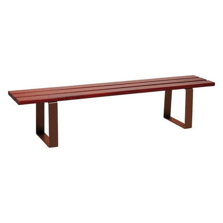 Procity Riga Backless Bench (1.8m / Mahogany Stained Softwood Slats / Corten Effect)