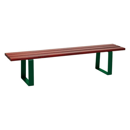 Procity Riga Backless Bench (1.8m / Mahogany Stained Softwood Slats / Moss Green RAL 6005)