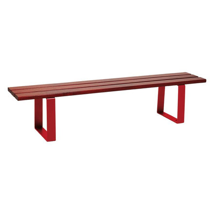 Procity Riga Backless Bench (1.8m / Mahogany Stained Softwood Slats / Maroon RAL 3004)