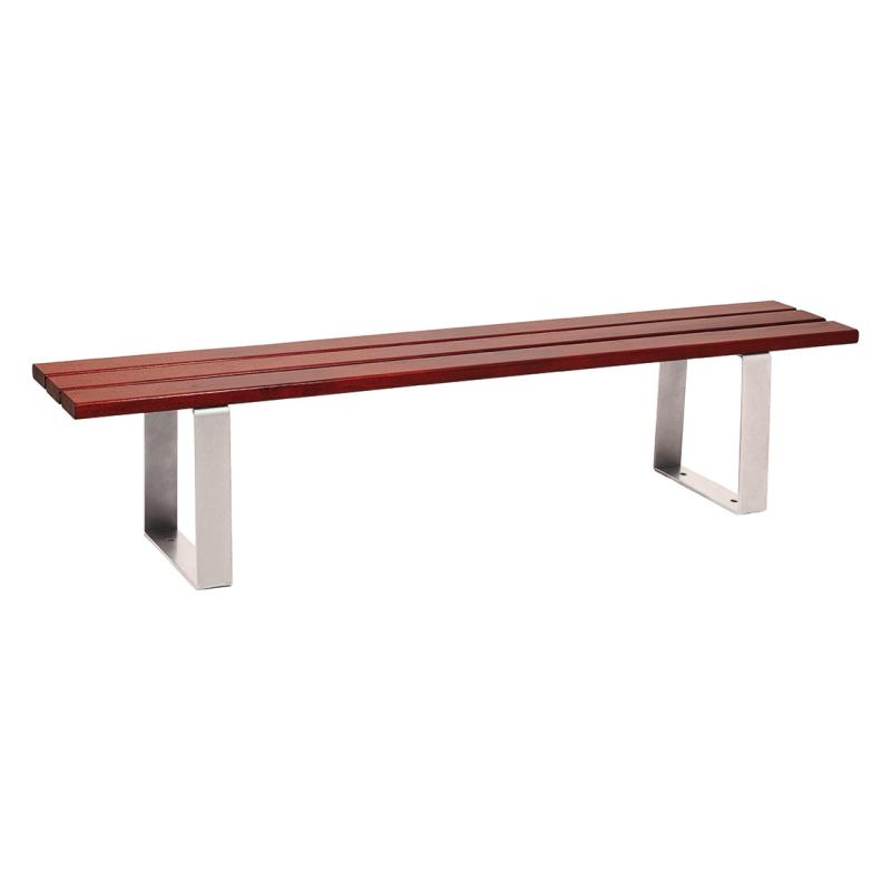 Procity Riga Backless Bench (1.8m / Mahogany Stained Softwood Slats / Silk Grey RAL 7044)