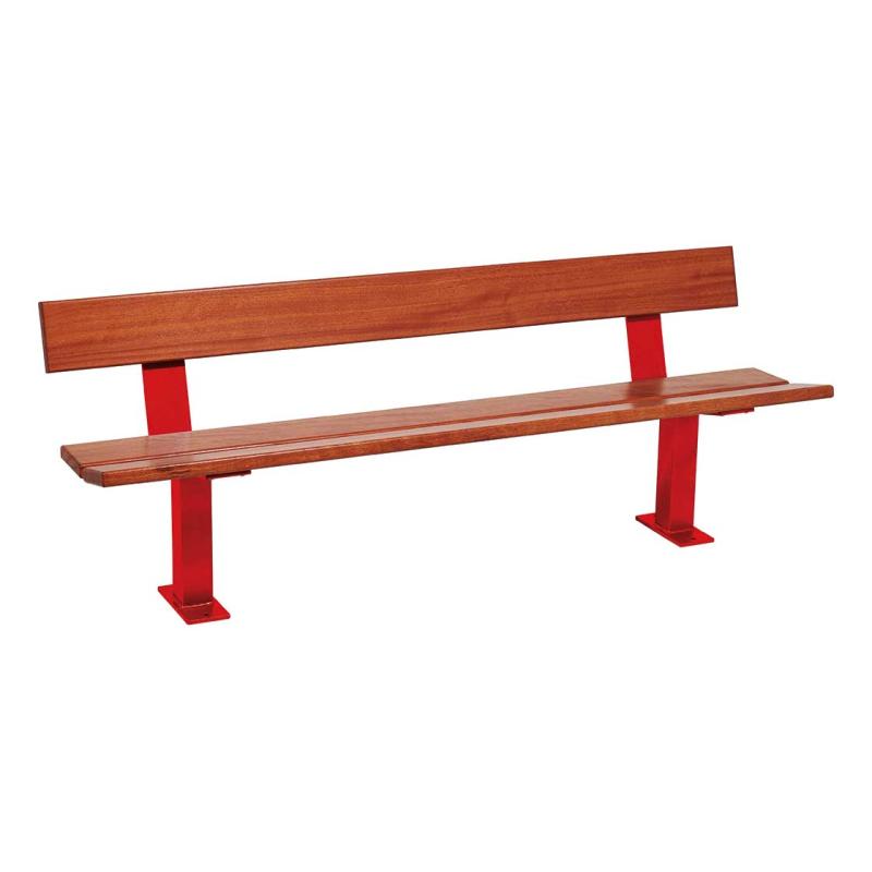 Procity Pagoda Seat Bench 2m (Mahogany Stained Hardwood Slats / Traffic Red RAL 3020)