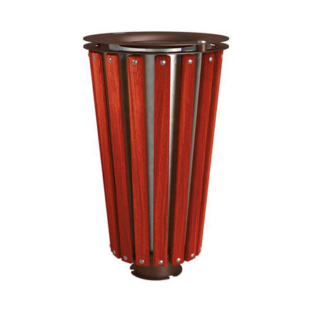 Procity Lofoten Litter Bin 80L (Mahogany Stained Hardwood / With Internal Galvanised Bucket / Chocolate Brown RAL 8017)