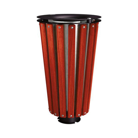 Procity Lofoten Litter Bin 80L (Mahogany Stained Hardwood / With Internal Galvanised Bucket / Jet Black RAL 9005)