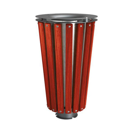 Procity Lofoten Litter Bin 80L (Mahogany Stained Hardwood / With Internal Galvanised Bucket / Procity Grey)