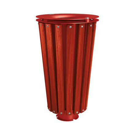 Procity Lofoten Litter Bin 80L (Mahogany Stained Hardwood / With Internal Painted Galvanised Bucket / Maroon RAL 3004)