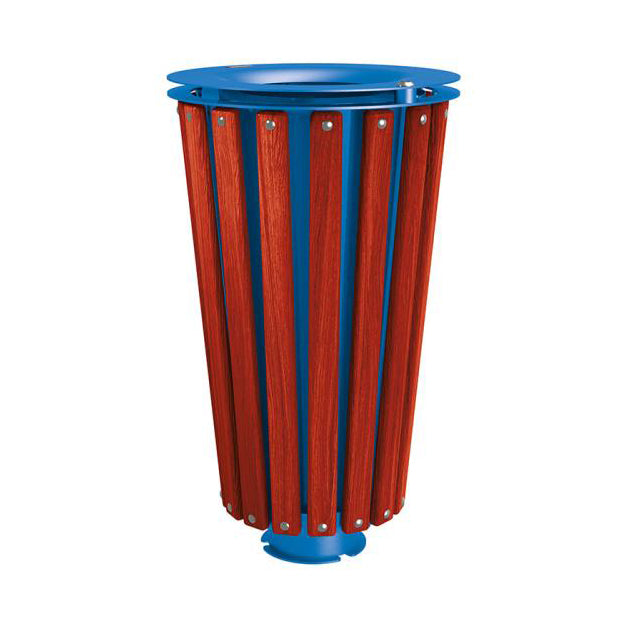 Procity Lofoten Litter Bin 80L (Mahogany Stained Hardwood / With Internal Painted Galvanised Bucket / Gentian Blue RAL 5010)