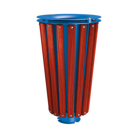 Procity Lofoten Litter Bin 80L (Mahogany Stained Hardwood / With Internal Painted Galvanised Bucket / Gentian Blue RAL 5010)