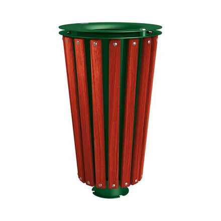 Procity Lofoten Litter Bin 80L (Mahogany Stained Hardwood / With Internal Painted Galvanised Bucket / Moss Green RAL 6005)