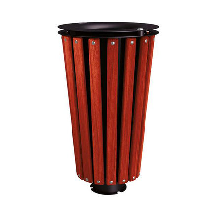 Procity Lofoten Litter Bin 80L (Mahogany Stained Hardwood / With Internal Painted Galvanised Bucket / Jet Black RAL 9005)