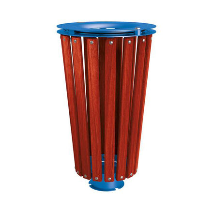 Procity Lofoten Litter Bin 80L (Mahogany Stained Hardwood / Without Internal Bucket / Gentian Blue RAL 5010)