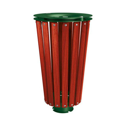 Procity Lofoten Litter Bin 80L (Mahogany Stained Hardwood / Without Internal Bucket / Moss Green RAL 6005)