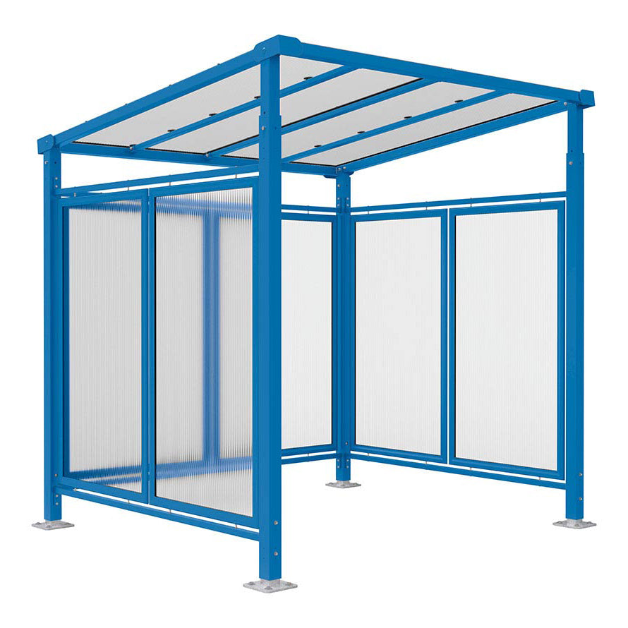 Procity Milan Bike Shelter (2500mm / Rear + 2 Side Cladding / Galvanised & Powder Coated Gentian Blue RAL 5010)