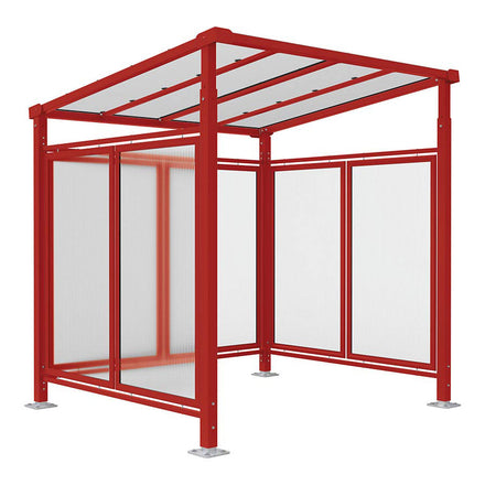 Procity Milan Bike Shelter (2500mm / Rear + 2 Side Cladding / Galvanised & Powder Coated Maroon RAL 3004)