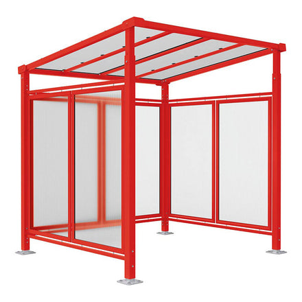 Procity Milan Bike Shelter (2500mm / Rear + 2 Side Cladding / Galvanised & Powder Coated Traffic Red RAL 3020)