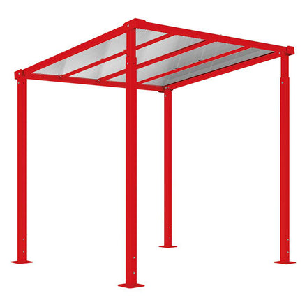 Procity Milan Bike Shelter (2500mm / No Cladding / Galvanised & Powder Coated Traffic Red RAL 3020)