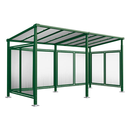 Procity Milan Bike Shelter (5000mm / Rear + 2 Side Cladding / Galvanised & Powder Coated Moss Green RAL 6005)