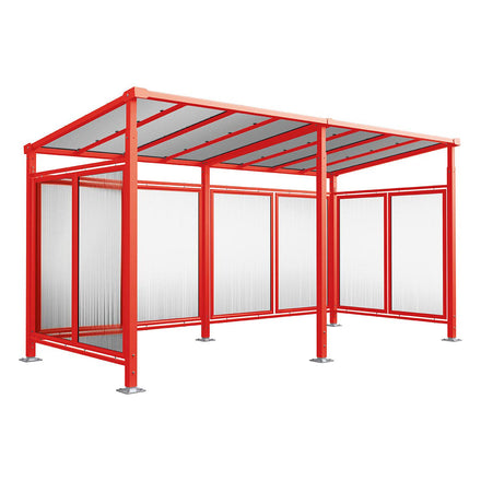 Procity Milan Bike Shelter (5000mm / Rear + 2 Side Cladding / Galvanised & Powder Coated Traffic Red RAL 3020)