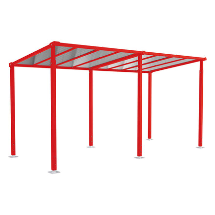 Procity Milan Bike Shelter (5000mm / No Cladding / Galvanised & Powder Coated Traffic Red RAL 3020)